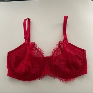 Victorias Secret Dream Angels Push Up Bra Without Padding Red Lace 36DD